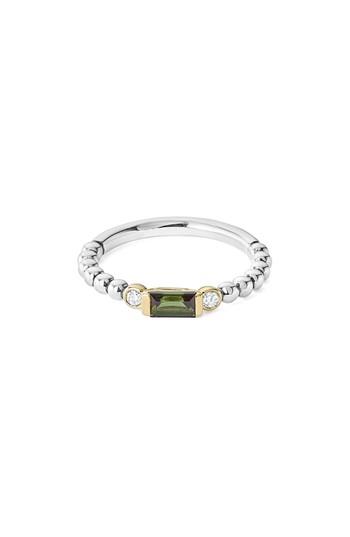 زفاف - LAGOS Gemstone Baguette and Diamond Beaded Band Ring 