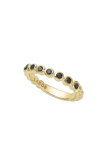 زفاف - LAGOS Black Diamond Caviar Stacking Ring 