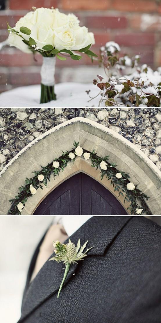 Wedding - Boutonniere and Bouquet for Winter Wedding 