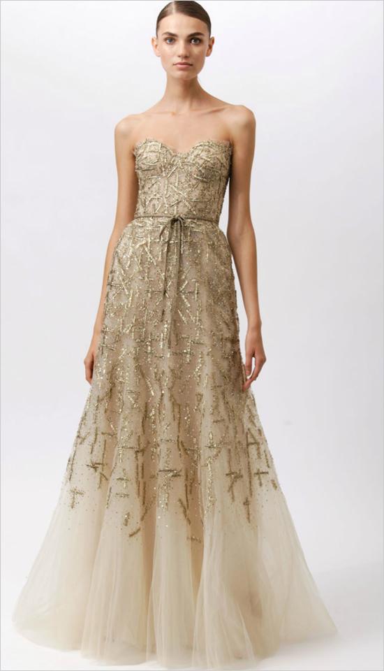 Hochzeit - 2012 Monique Lhuillier Gold Dress
