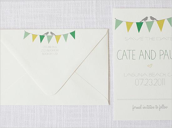 Wedding - Green Bunting Sae The Date