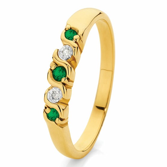 Wedding - Emerald and Diamond Dress Ring ♥ Gorgeous Gold Ring 