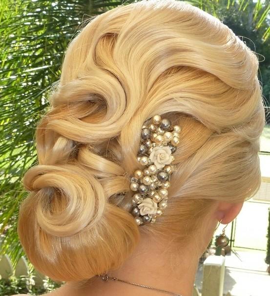 Wedding - Vintage Bridal Side Updo Hairstyle 