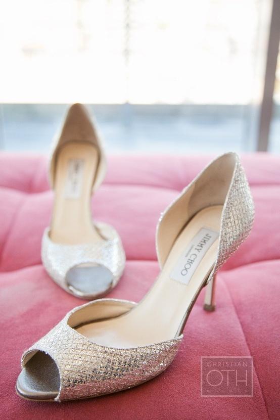 زفاف - أحذية الزفاف الفضة سباركلي ♥ العرسان أحذية جيمي تشو كوكتيل