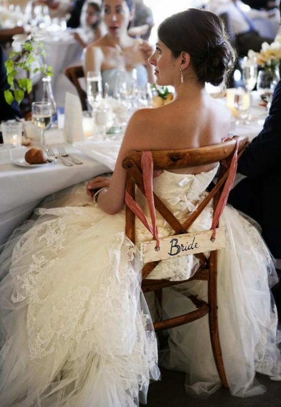 Wedding - Rustic Wood Wedding Signs for Bride Chairs 