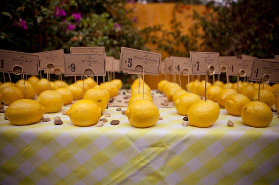 Свадьба - Лимонный Свадебный стол Номер карты