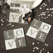 wedding photo - LOVE Glass Coasters (Set Of 2) wedding favors