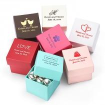 wedding photo - Personalized Square Favor Boxes