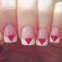 wedding photo - A Heart French Manicure ♥ Best and Easy Valentine's Day Nail Art Designs ♥ Christmas Nail Art Designs 