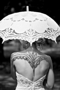 wedding photo - Lace and Shadow ♥ Battenburg Lace Bridal Parasol Umbrella