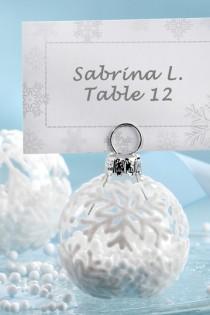wedding photo - Christmas Ornament Place Card Holder For Winter Weddings
