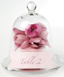 wedding photo - Romantic Glass Cloche Table Number with Pink Flower by Georgica Pond - Mel H 