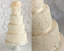 wedding photo - Ivory Lace Wedding Cake