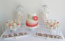 wedding photo - Coral Dessert Table