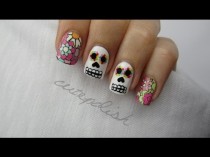 wedding photo - Sugar Skull Day Of The Dead Nails