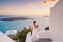 wedding photo - Schöne Sonnenuntergang über Santorin