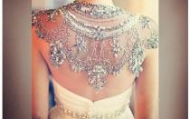 wedding photo - Ivory wedding dress engraved with gemstones