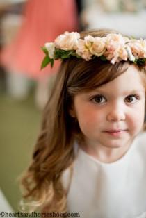 wedding photo - Flower girl crown decorated with orange roses