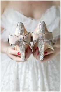 wedding photo - Wedding shoes embellished with shining crystals