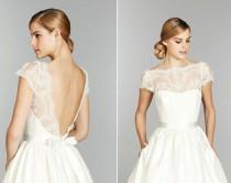 wedding photo - Lace bodice cap ivory wedding gown