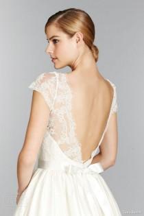 wedding photo - Ivory wedding dress with lace bodice cap sleeves