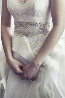 wedding photo - White wedding dress with glittering belt