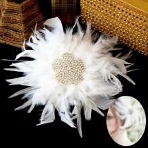 wedding photo - Wedding Bridal Rhinestone Feathers Fascinator Hair Clip Brooch Headpiece