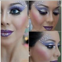 wedding photo - Makeup paired with the purple-colored dress.