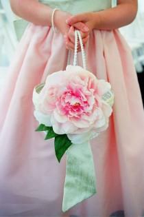 wedding photo - Pretty pink flower basket
