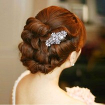 wedding photo - Bridal Wedding Flower Leaf Hair Comb Pieces