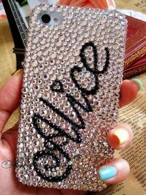 wedding photo - Personalized Name Rhinestone Crystals Bling IPhone 4 4s 5 5s 5c Case Cover 3