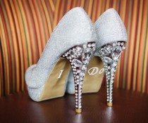 wedding photo - أفعل ملصقات الحذاء - وايت - للعروس - يوم الزفاف الفينيل الشارات حذاء
