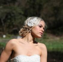 wedding photo - Bridal Ivory Birdcage Lace Russian Veiling