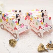 wedding photo - 100 Wedding Gift Card Boxes, Sweet Candy Party Favor Box (Just Married & Love)