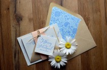 Rustic Wedding Invitation, Peach, Light Blue & Kraft Wedding Invite, Rustic Wedding Invite, Script Invitation - SAMPLE SET wedding photo - Rustic Wedding Invitation, Peach, Light Blue & Kraft Wedding Invite, Rustic Wedding Invite, Script Invitation - SAMPLE SET