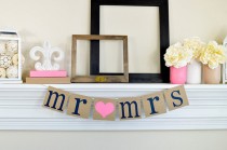 wedding photo - MR MRS - Table Sign - Chair Signs - Wedding Banners - Wedding Sign - Rustic Decoration in Navy or Customize it - New