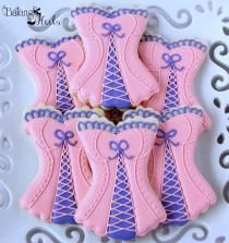 wedding photo - Corset Decorated Cookie Favors -  Bridal Shower Corset Cookies