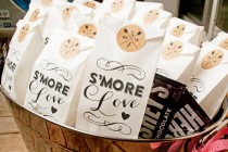wedding photo - S'mores Wedding Favor Bags  - S'more love -  25 Tall White Bags - New
