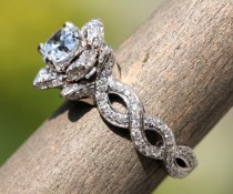 wedding photo - Diamond Engagement Flower Ring