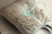 wedding photo - Wedding Ring Pillow - Nico Grey (Made to Order) - New