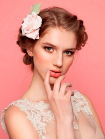 wedding photo -  Pale pink Rose Hair clip Wedding Bridal hairpiece