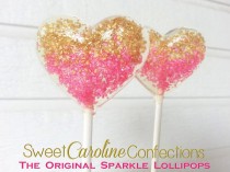 wedding photo -  Hot Pink and Gold Ombre Heart Lollipops