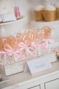wedding photo -  Pink and Gold Sparkle Lollipops