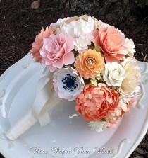 wedding photo -  Custom Made Shabby Chic Paper Flower Bouquet