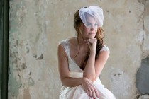 wedding photo -  White Tulle Miniature Birdcage Veil