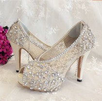 wedding photo -  Ivory Shoes Lace Bridal Shoes