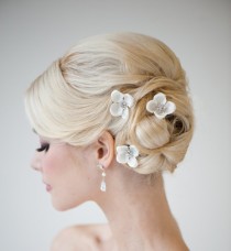 wedding photo - Silk Flower Hairpins, Bridal Hairpins, Weddiing Hairpins, Bridal Flower Hair Accessories - ALAIS - New