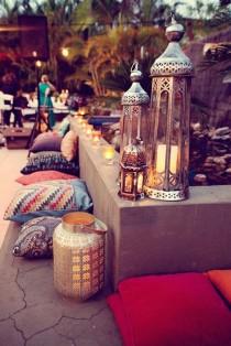wedding photo - Super Fun Moroccan-vibe Pillows & Lanterns