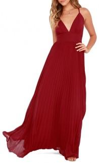 wedding photo - Lulus Plunging V-Neck Pleat Georgette Gown 