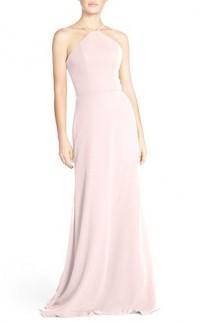 wedding photo - Hayley Paige Occasions Strappy V-Back Chiffon Halter Gown 